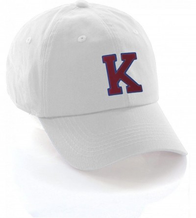 Baseball Caps Customized Letter Intial Baseball Hat A to Z Team Colors- White Cap Blue Red - Letter K - CQ18ETCAGOZ $16.01