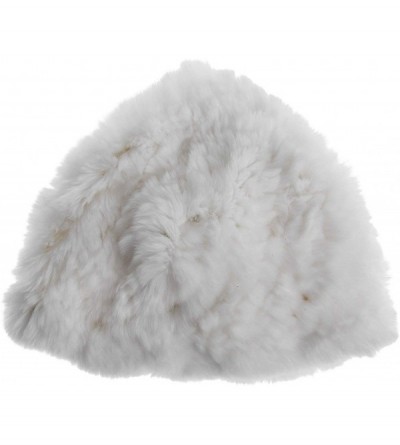Skullies & Beanies Knitted Rex Rabbit Fur Beanie Hat - White - CQ111WBW6ZZ $39.51