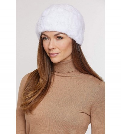 Skullies & Beanies Knitted Rex Rabbit Fur Beanie Hat - White - CQ111WBW6ZZ $39.51