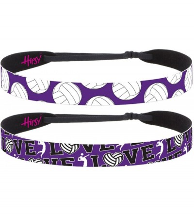 Headbands Cute Adjustable No Slip I Love Volleyball Headbands for Girls & Women - Volleyball Purple 2pk - CW188GKME7C $14.86