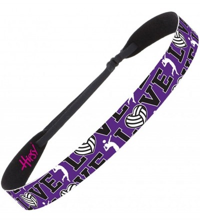 Headbands Cute Adjustable No Slip I Love Volleyball Headbands for Girls & Women - Volleyball Purple 2pk - CW188GKME7C $14.86