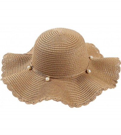 Sun Hats Folding Straw Hat Sun Visor Summer Beach Hats with Bow Tie XMZ06 - Coffee - C511YWDJX5B $7.59