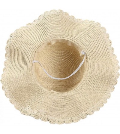 Sun Hats Folding Straw Hat Sun Visor Summer Beach Hats with Bow Tie XMZ06 - Coffee - C511YWDJX5B $7.59