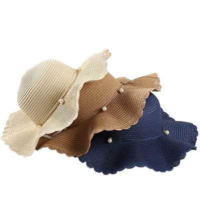 Sun Hats Folding Straw Hat Sun Visor Summer Beach Hats with Bow Tie XMZ06 - Coffee - C511YWDJX5B $7.59