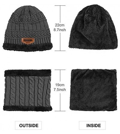 Skullies & Beanies Winter Hat 2-Pieces Warm Knitted Hat and Circle Scarf Set Outdoors Scarf Beanie Skull Cap for Winter - Lig...