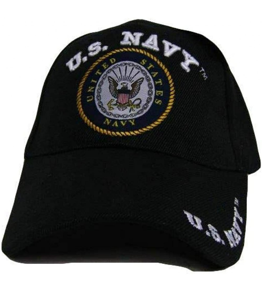 Baseball Caps Black United States U.S. Navy Letters on Bill Emblem Embroidered Hat Ball Cap - C5182WMQ507 $9.10