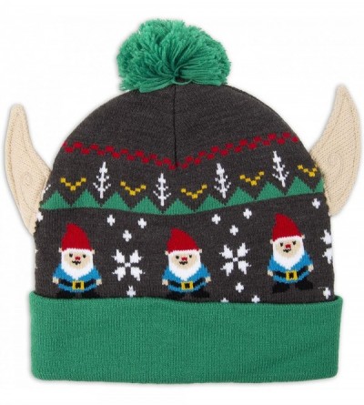 Skullies & Beanies Men's Christmas Hat- Charcoal/Green- One Size - Green Gnomie - C318UZNRHMM $13.81