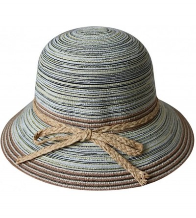 Bucket Hats Women Cloche Hat Flower Bowler Bucket Hat Straw Floppy Sun Hat - Green-1 - C2186ZSCMEO $8.42