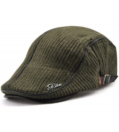 Newsboy Caps Men's Warm Flat England Style Hat Beret Visor Newsboy Cap - Army Green - CI18DAQY5QX $20.31