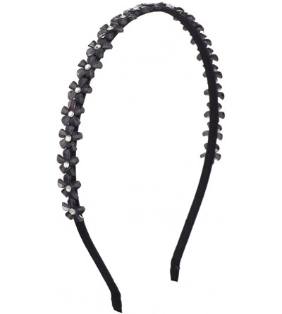 Headbands Black Acrylic Mini Flower Crystal Stone Hair Crown Headband - Black - CZ12LJNHWRR $23.84