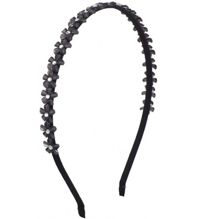 Headbands Black Acrylic Mini Flower Crystal Stone Hair Crown Headband - Black - CZ12LJNHWRR $13.46