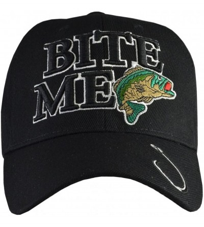 Baseball Caps Outdoors Fishing Hats (20+ Styles) Bite Me- Bass- Trout - Bite Me Black - C511P84JSGR $20.25