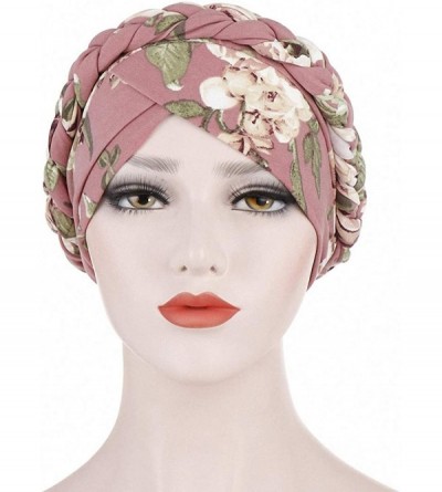 Skullies & Beanies Chemo Cancer Braid Turban Cap Ethnic Bohemia Twisted Hair Cover Wrap Turban Headwear - Z Printed Flower Wh...