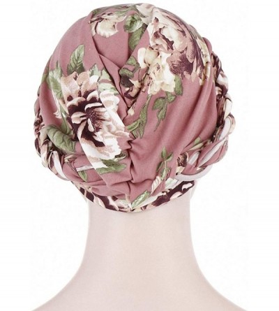 Skullies & Beanies Chemo Cancer Braid Turban Cap Ethnic Bohemia Twisted Hair Cover Wrap Turban Headwear - Z Printed Flower Wh...