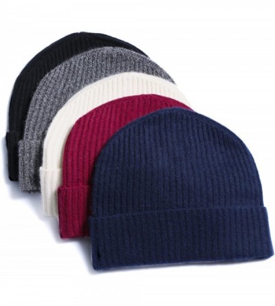 Skullies & Beanies Women's 100% Cashmere Cuffed Beanie - Black - CG11J9T3DJF $28.64