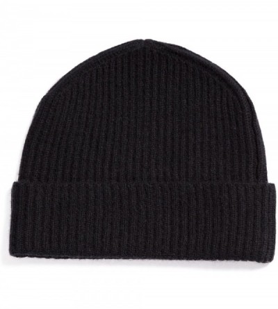 Skullies & Beanies Women's 100% Cashmere Cuffed Beanie - Black - CG11J9T3DJF $28.64