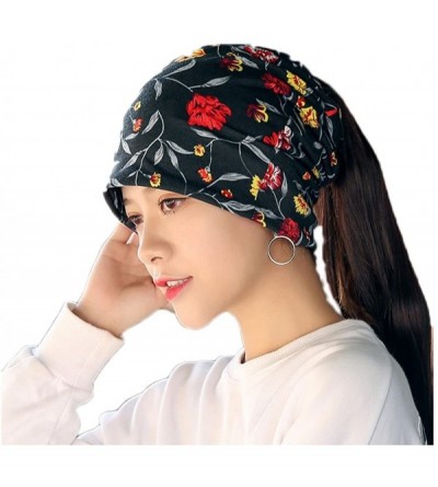 Skullies & Beanies Flower Slouchy Chemo Beanie Hat Turban Headwear Sport Cap for Cancer - H - C118E32D84T $22.20
