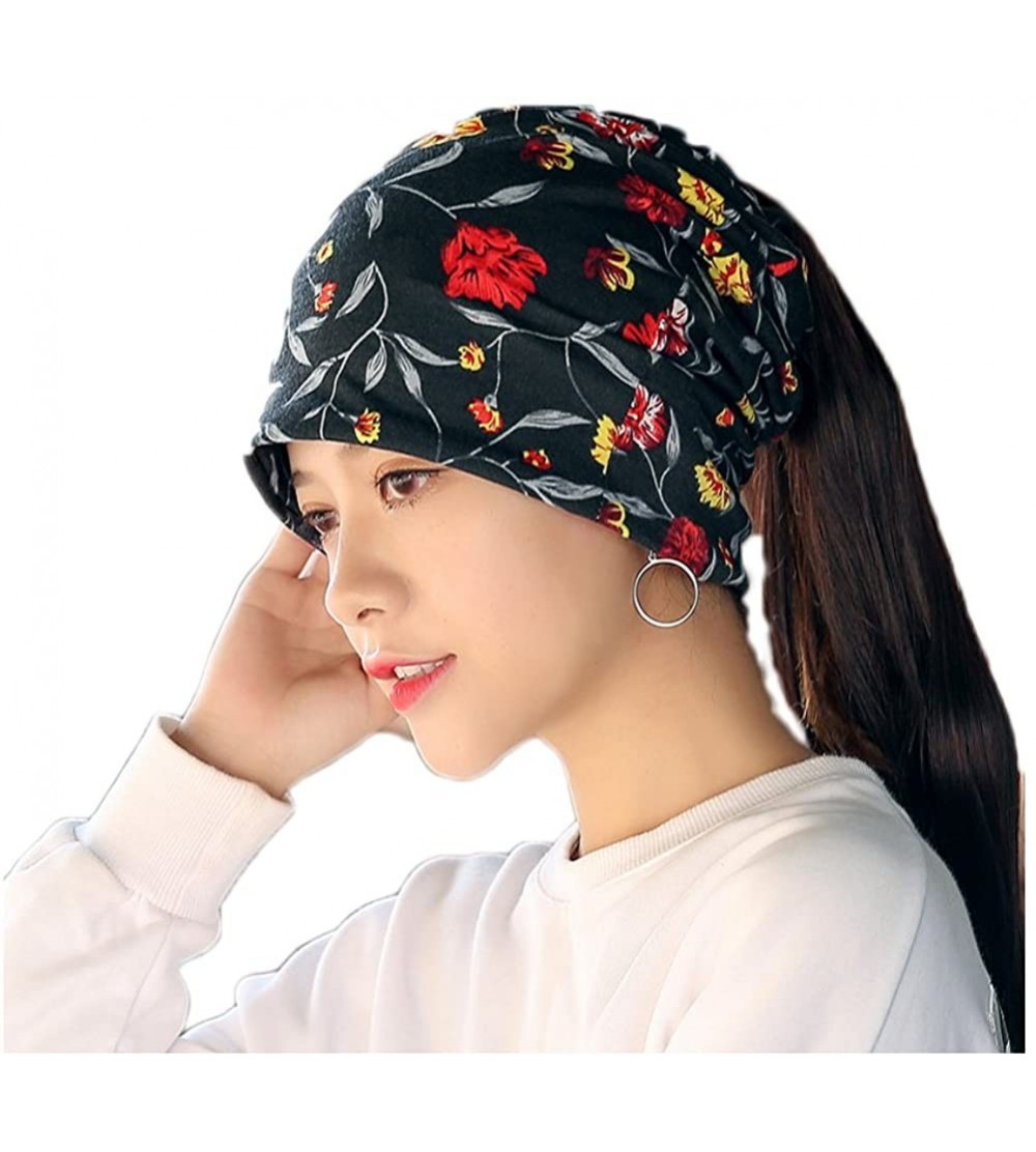 Skullies & Beanies Flower Slouchy Chemo Beanie Hat Turban Headwear Sport Cap for Cancer - H - C118E32D84T $7.98