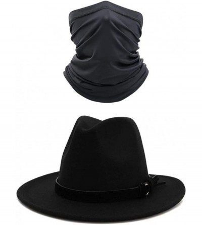 Fedoras Women Men's Belt Buckle Fedora Hat Wide Brim Panama Hats - A Belt Hat+balaclava - CC18XMCZ545 $12.37