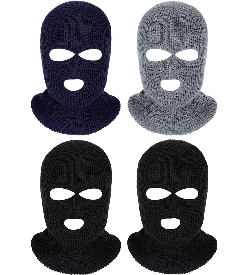 Balaclavas 4 Pieces 3-Hole Full Face Cover Ski Mask Winter Balaclava Warm Knit Full Face Mask - Black- Grey- Navy Blue - CZ18...