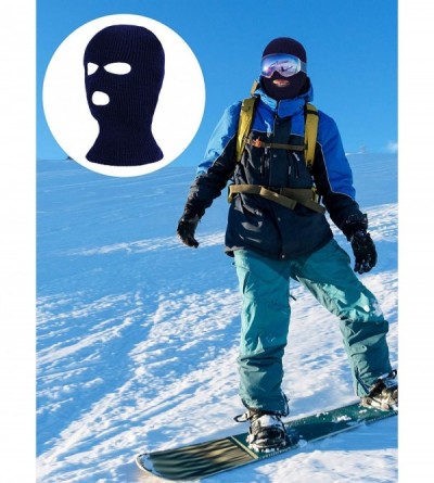 Balaclavas 4 Pieces 3-Hole Full Face Cover Ski Mask Winter Balaclava Warm Knit Full Face Mask - Black- Grey- Navy Blue - CZ18...