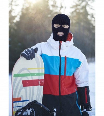 Balaclavas 4 Pieces 3-Hole Full Face Cover Ski Mask Winter Balaclava Warm Knit Full Face Mask - Black- Grey- Navy Blue - CZ18...