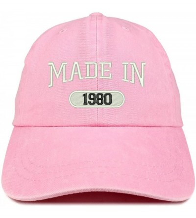 Baseball Caps Made in 1980 Embroidered 40th Birthday Washed Baseball Cap - Pink - CX18C7GM9D2 $33.88