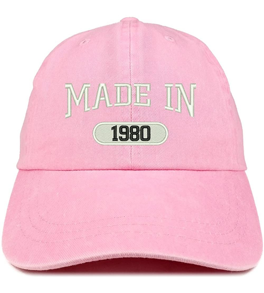Baseball Caps Made in 1980 Embroidered 40th Birthday Washed Baseball Cap - Pink - CX18C7GM9D2 $13.64