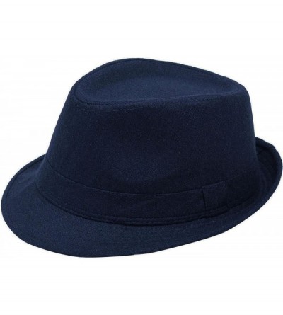 Fedoras Men's Fall/Winter Outdoor Manhattan Fedora Hat - Navy - C411Q36GLVJ $14.66