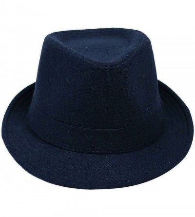 Fedoras Men's Fall/Winter Outdoor Manhattan Fedora Hat - Navy - C411Q36GLVJ $14.66