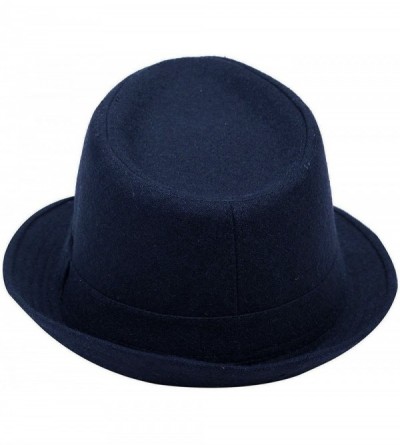 Fedoras Men's Fall/Winter Outdoor Manhattan Fedora Hat - Navy - C411Q36GLVJ $14.66