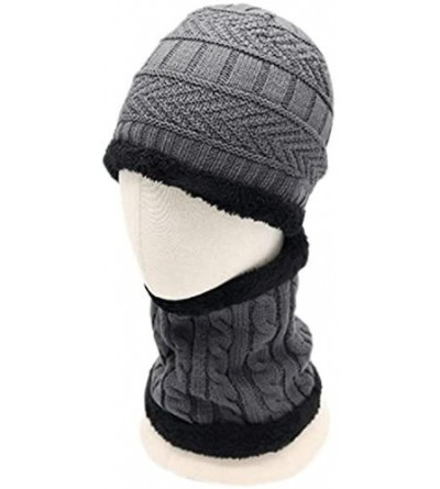 Skullies & Beanies Winter Hat 2-Pieces Warm Knitted Hat and Circle Scarf Set Outdoors Scarf Beanie Skull Cap for Winter - Lig...