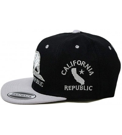 Baseball Caps California Republic Bear Logo Snapbacks Flat Brim Adjustable Snapback Hat Cap - Black Gray 01 - C8195I3TSL9 $9.32