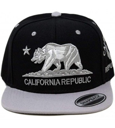 Baseball Caps California Republic Bear Logo Snapbacks Flat Brim Adjustable Snapback Hat Cap - Black Gray 01 - C8195I3TSL9 $9.32