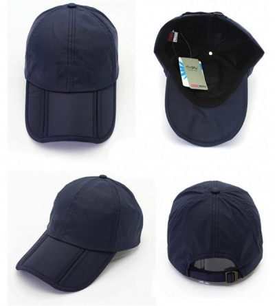 Baseball Caps Sun Hat UPF50+ UV Protection Quick-Dry Visor Cap Foldable Baseball Cap - Navy Blue(no Logo) - CN18EYEXI3C $11.53