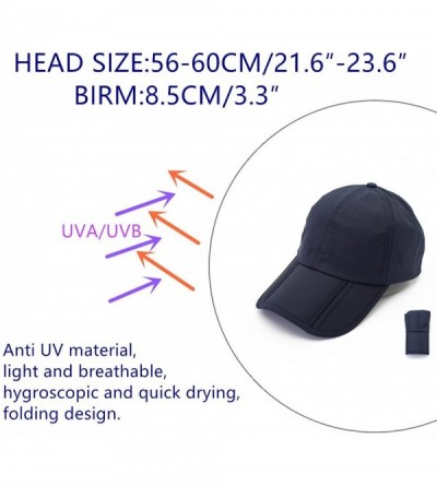 Baseball Caps Sun Hat UPF50+ UV Protection Quick-Dry Visor Cap Foldable Baseball Cap - Navy Blue(no Logo) - CN18EYEXI3C $11.53