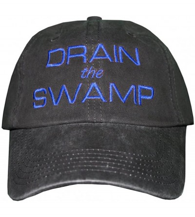 Baseball Caps Drain The Swamp Hat Trump Cap - Distressed Black/Darkroyalblue Embr. - CI12NRH4093 $30.63