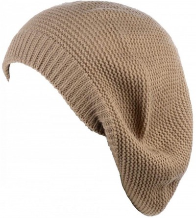 Berets JTL Beret Beanie Hat for Women Fashion Light Weight Knit Solid Color - Beige - C312BDLXUTT $12.30