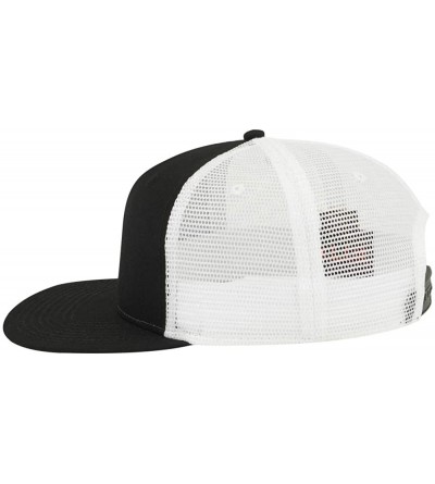 Baseball Caps SNAP Hawaiian Pattern Square Flat Visor 6 Panel Pro Style Snapback Hat - Blk/Blk/Wht - CA12ODLIXP0 $14.01