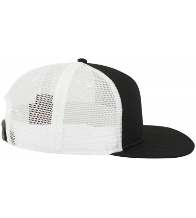 Baseball Caps SNAP Hawaiian Pattern Square Flat Visor 6 Panel Pro Style Snapback Hat - Blk/Blk/Wht - CA12ODLIXP0 $14.01