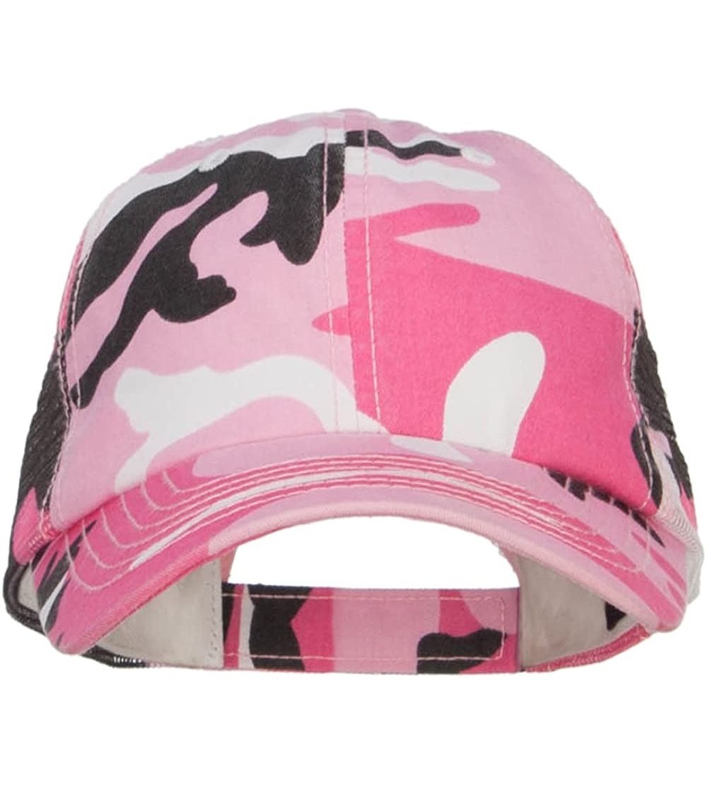 Baseball Caps Enzyme Washed Camouflage Trucker Cap - Pink Camo - CL12O325D0D $10.36