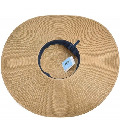 Sun Hats Womens Wide Brim Straw Embroidery Sun Hat Do Not Disturb Beach A429 - Khaki - C217YUH3289 $26.51