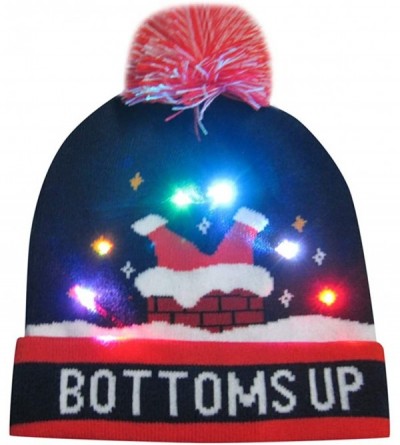 Bomber Hats LED Light-up Christmas Hat 6 Colorful Lights Beanie Cap Knitted Ugly Sweater Xmas Party - I - CC18ZMOSA9U $13.94