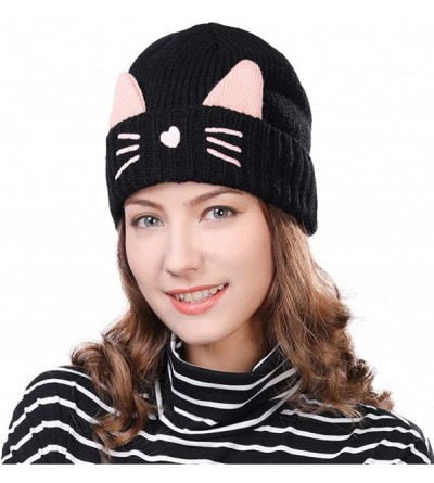 Skullies & Beanies Womens Knit Visor Beanie Newsboy Cap Winter Warm Hat Cold Snow Weather Girl 55-60cm - 88236-black - CP18KL...