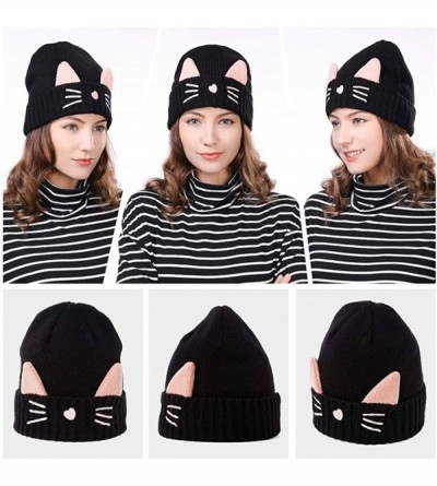 Skullies & Beanies Womens Knit Visor Beanie Newsboy Cap Winter Warm Hat Cold Snow Weather Girl 55-60cm - 88236-black - CP18KL...