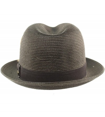 Fedoras Men's Light Removable Feather Derby Fedora Wide Curled Brim Hat - Black - CR17YQ704RH $14.96