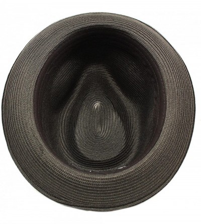Fedoras Men's Light Removable Feather Derby Fedora Wide Curled Brim Hat - Black - CR17YQ704RH $14.96