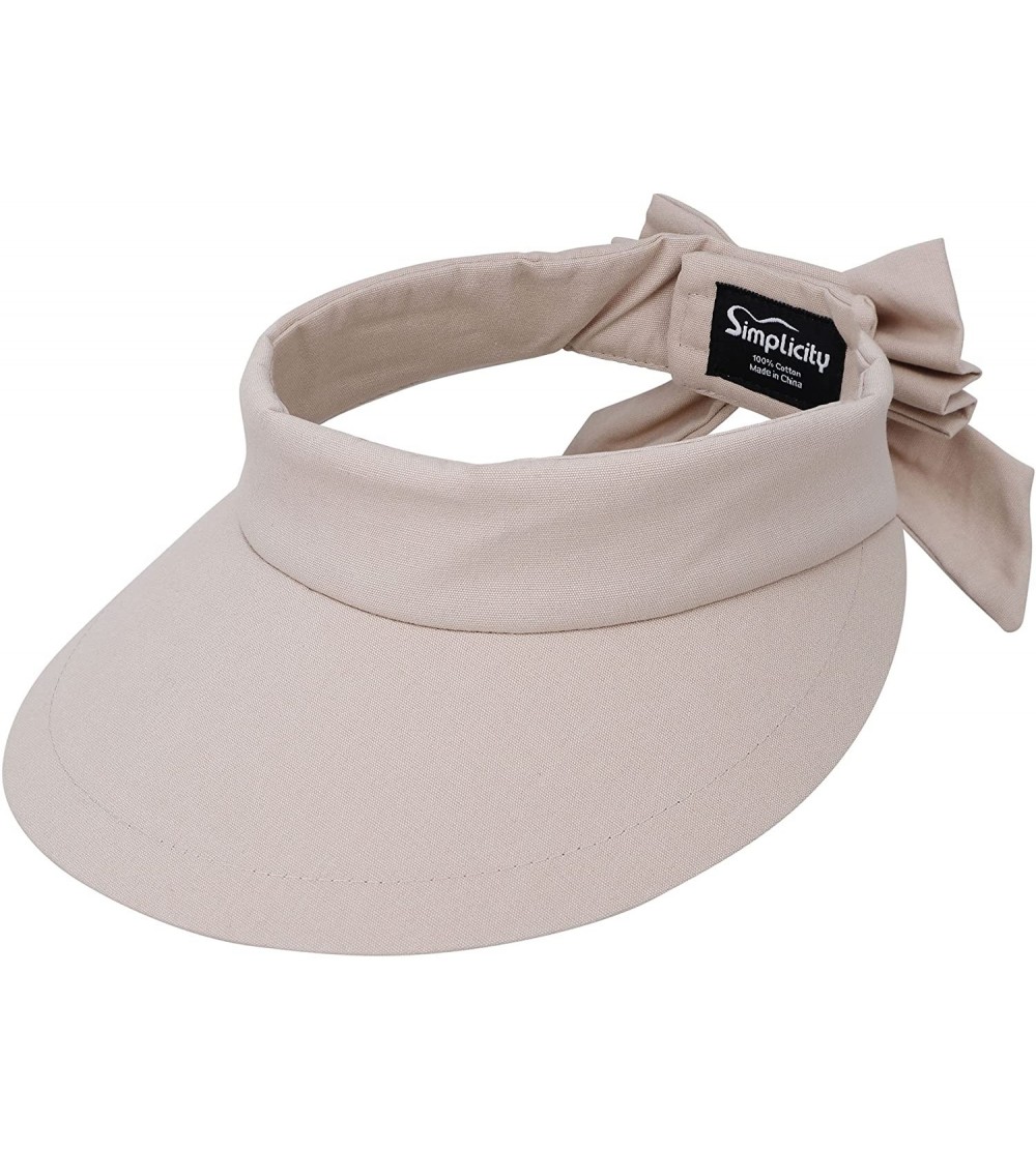 Sun Hats Women's SPF 50+ UV Protection Wide Brim Beach Sun Visor Hat - Beige - CE12J70RZC1 $17.66