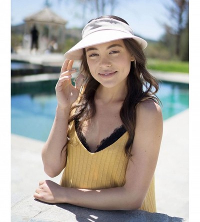 Sun Hats Women's SPF 50+ UV Protection Wide Brim Beach Sun Visor Hat - Beige - CE12J70RZC1 $17.66