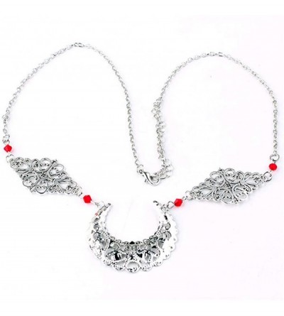 Headbands Gothic Crescent Moon Head Chain Crystal Headband Goddess Hair Acessories for Women and Girls - Red - C618QDNXZZ5 $8.73